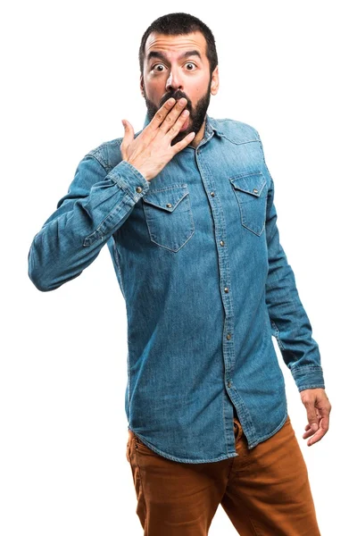 Man doing surprise gesture — Stock Photo, Image