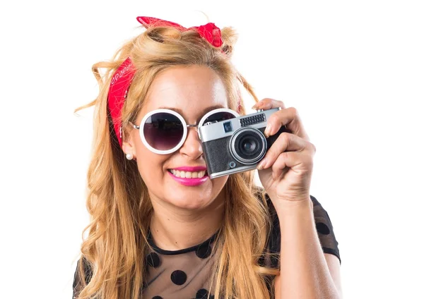 Pin-up girl fotografering — Stockfoto