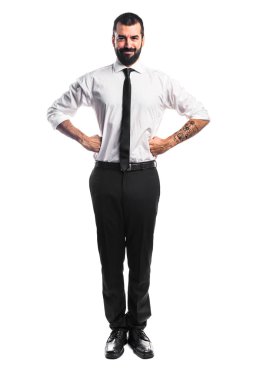 Beyaz arka plan üzerinde işadamı 