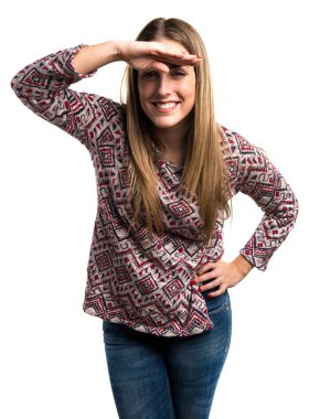 Kadın izole beyaz arka plan üzerinde