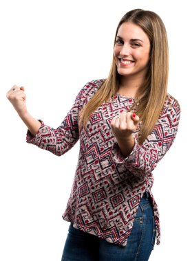 Kadın izole beyaz arka plan üzerinde