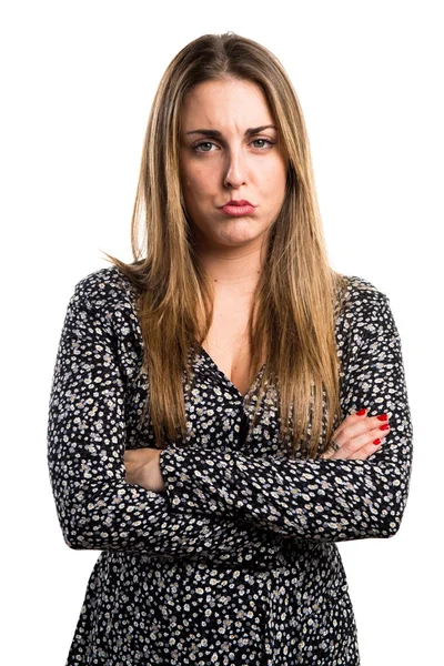 Blonde woman over white background — Stock Photo, Image