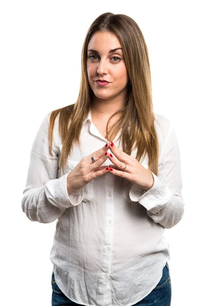 Mujer sobre fondo blanco aislado — Foto de Stock