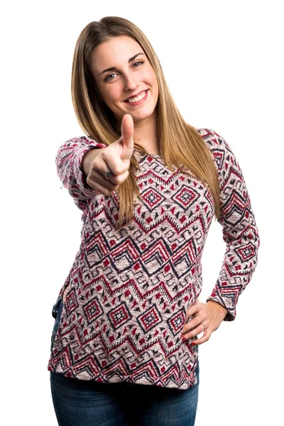 Woman over isolated white background — Stock Photo, Image