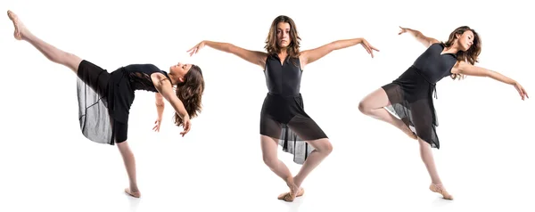 Woman dancing over white background — Stock Photo, Image