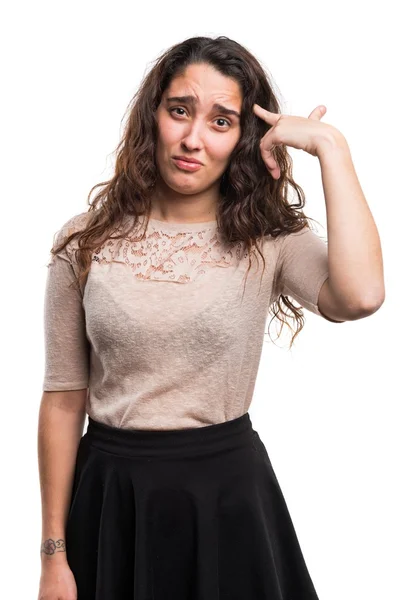 Adolescente chica haciendo loco gesto — Foto de Stock