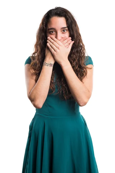 Teenager girl covering her mouth — Stock Photo, Image