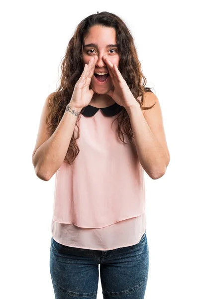 Teenager Mädchen über isolierten weißen Hintergrund — Stockfoto