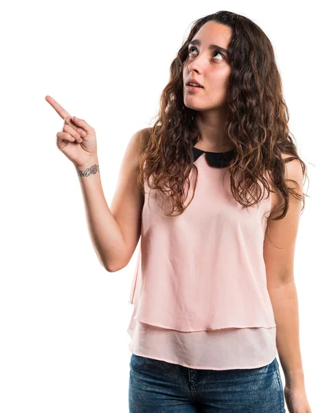 Adolescente chica sobre aislado blanco fondo — Foto de Stock