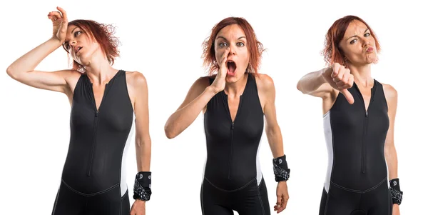 Mujer sobre fondo blanco aislado — Foto de Stock