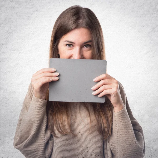 Woman over isolated white background — Stock Photo, Image