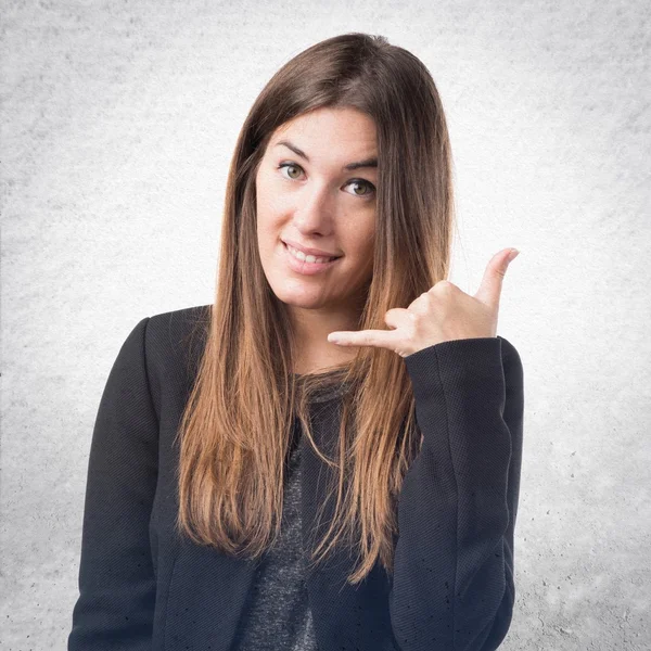 Girl making phone gesture — Stock Photo, Image