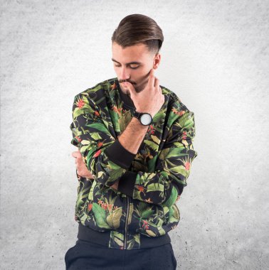 Model adam üzerinde beyaz Studio