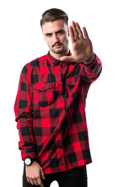 yakışıklı bir adam yapma dur işareti