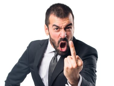 İşadamı boynuz jest yapma