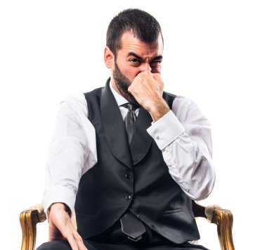 İşadamı kötü jest kokulu yapma