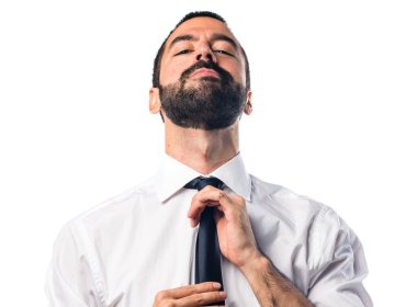 Beyaz arka plan üzerinde işadamı 