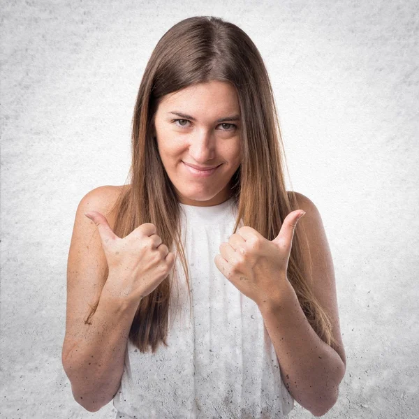 Girl with thumb up — Stock Photo, Image