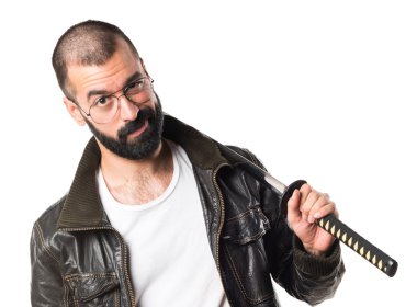 Pezevenk adam katana ile