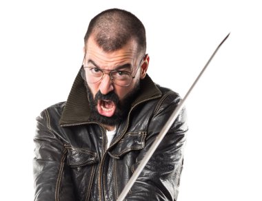 Pezevenk adam katana ile