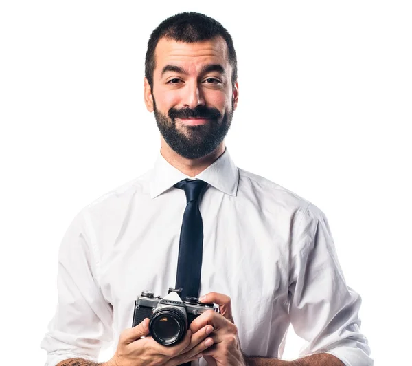 Muž nad izolované bílé pozadí — Stock fotografie