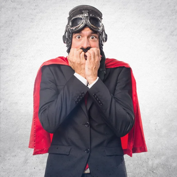 驚かされたスーパー ヒーローの実業家 — ストック写真