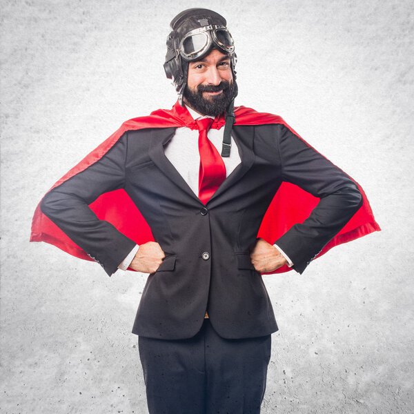 Happy super hero businessman