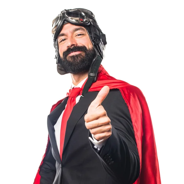 Super hrdina podnikatel s palcem nahoru — Stock fotografie