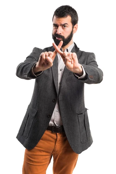 Hombre haciendo NO gesto — Foto de Stock