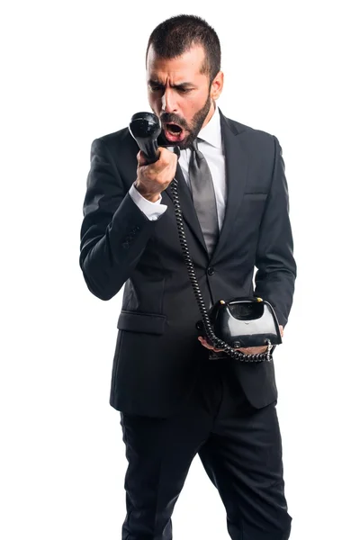電話のジェスチャーを作るビジネスマン — ストック写真