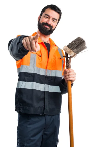 Basurero apuntando al frente — Foto de Stock