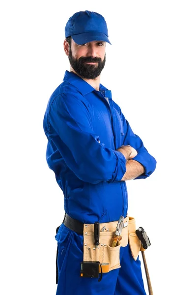 Plumber with his arms crossed — Stock Photo, Image
