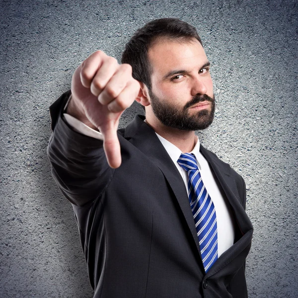 Jeune Homme D Affaires Avec Le Pouce Baisse Sur Fond Blanc Personnes Geste Stock Photo