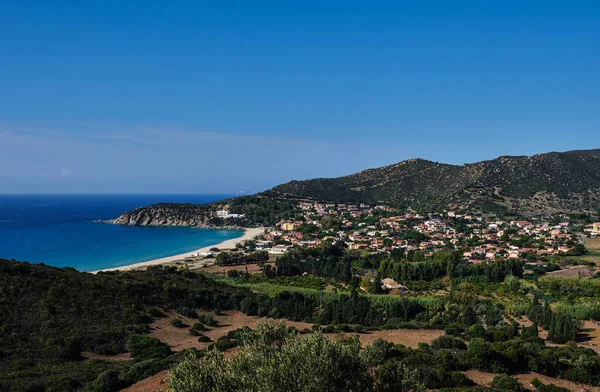 Vista Panorâmica Sobre Solanas Pequena Cidade Villasimius Sardenha Itália — Fotografia de Stock