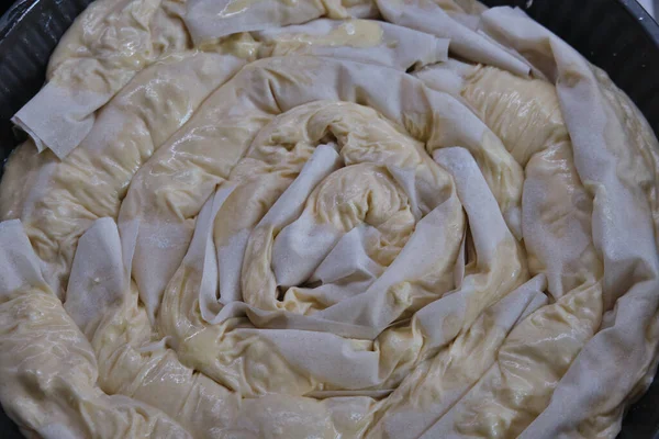 Banitsa Torta Típica Queijo Búlgaro Com Phyllo Manteiga Ovos Iogurte — Fotografia de Stock