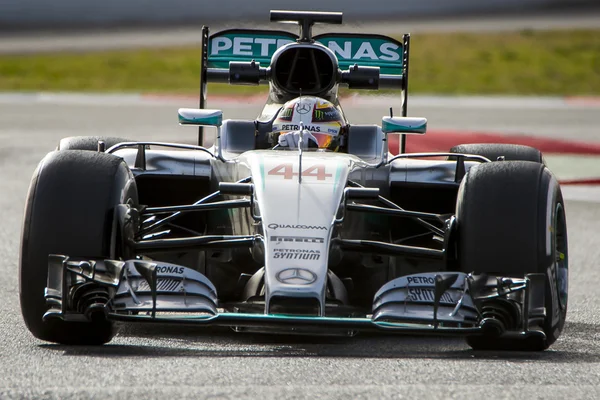 Motorista Lewis Hamilton. Equipe Mercedes AMG Petronas — Fotografia de Stock