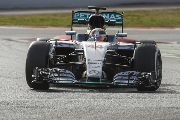 Řidič Lewis Hamilton. Tým Mercedes AMG Petronas — Stock fotografie
