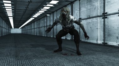 Fütüristik koridor ve yabancı şekil