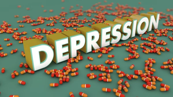 Deprese léky kapsle — Stock fotografie