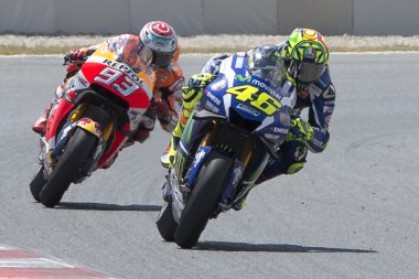 Sürücüler Valentino Rossi ve Marc Marquez.
