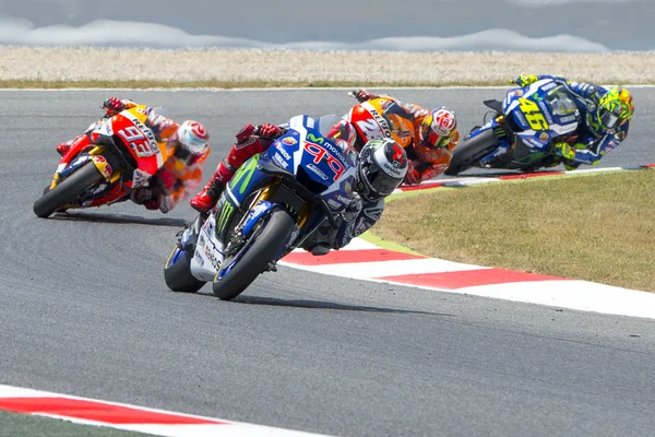 Sürücüler Jorge Lorenzo, Marquez, Pedrosa ve Rossi. — Stok fotoğraf