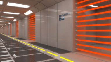 Fütüristik uzay gemisi iç koridor