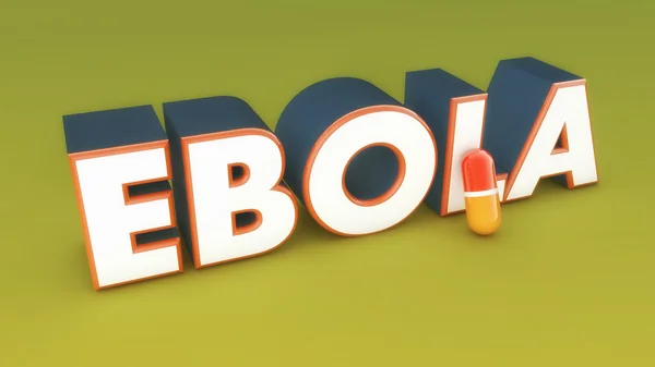 Ebola 3d texto e cápsula — Fotografia de Stock