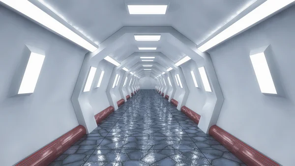 Futuristische ruimteschip interieur corridor — Stockfoto