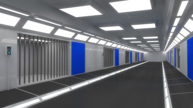 Fütüristik uzay gemisi iç koridor