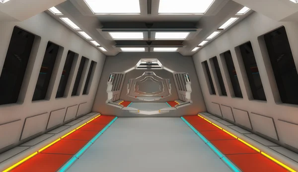 Futuristische ruimteschip interieur corridor — Stockfoto