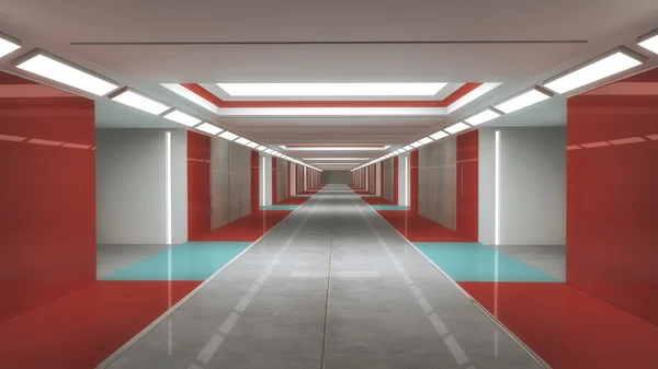 Futuristische ruimteschip interieur corridor — Stockfoto