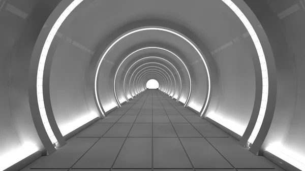 Futuristic spaceship interior corridor — Stock Photo, Image