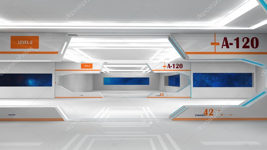 Futuristic Spaceship Interior Corridor Stock Photo C Mik38