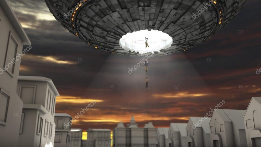 Futuristic Spaceship Over City Stock Photo Mik38 118183068 Futuristic Spaceship Ufo Over City Photo By Mik38